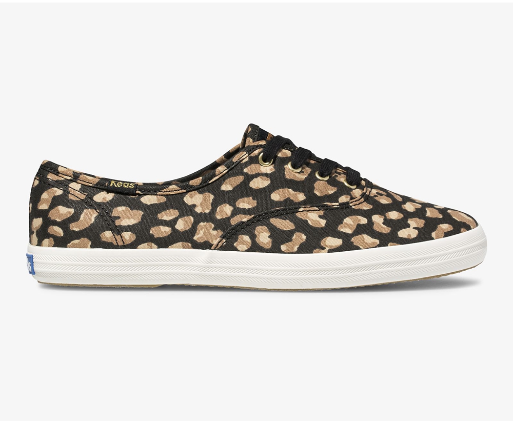 Tenis Keds Mujer Negros/Leopardo - Champion Animal - 4610-ETXAM